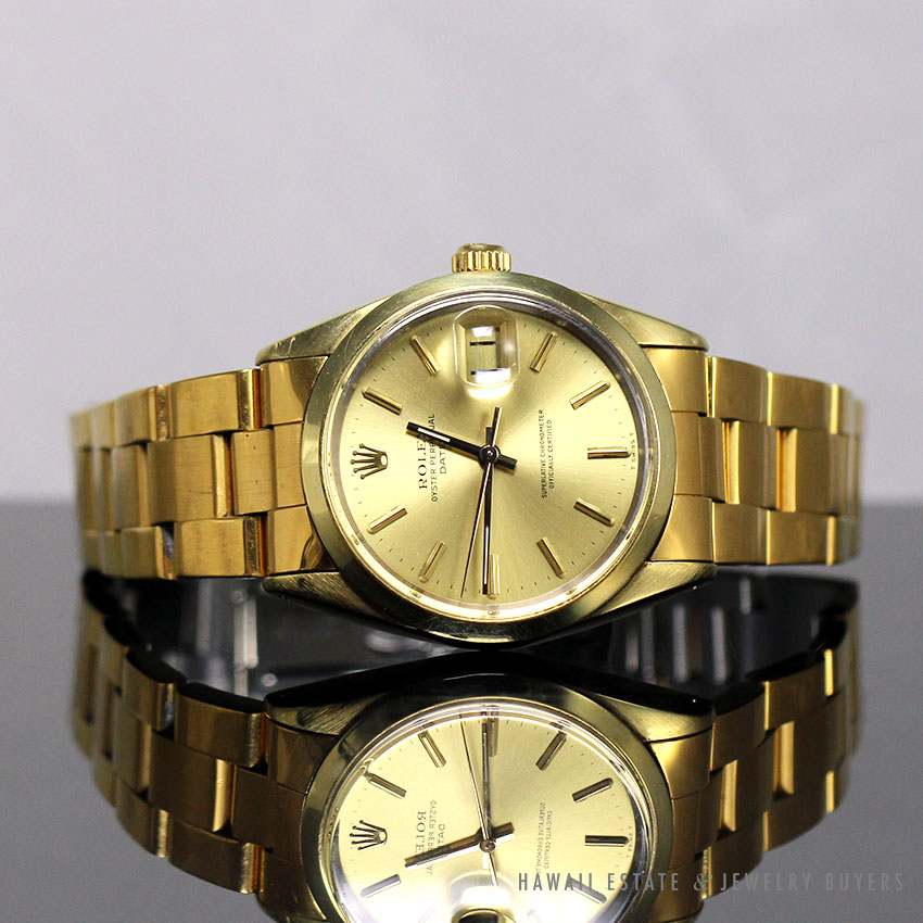 ROLEX OYSTER PERPETUAL DATE★1979年製OH済 極美 MINT ROLEX 1979 OYSTER PERPETUAL DATE 1550 GOLD PLATED WATCH